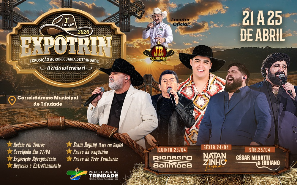 1ª ExpoTrin 2026: Confira a Programação de Shows e Atrações em Trindade
