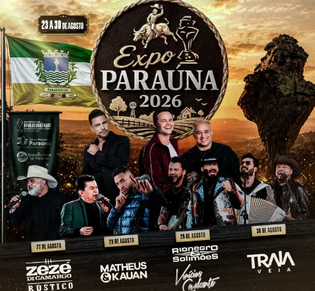 Expo Paraúna 2026 terá cavalgada, grandes shows e entrada gratuita